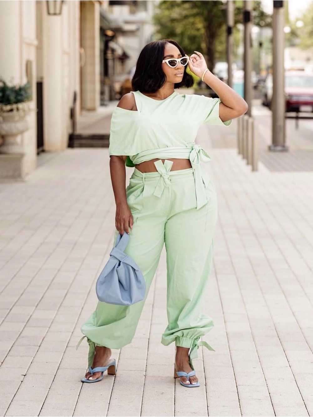 The Drop x @Jalisaevaughn Collab Green Ankle Tie Wide Leg Balloon Pants XL NWT - Picture 4 of 10